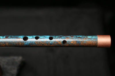 Low D Copper Flute #LDC0045 in Ocean Storm w/Copper Jewel End-Piece