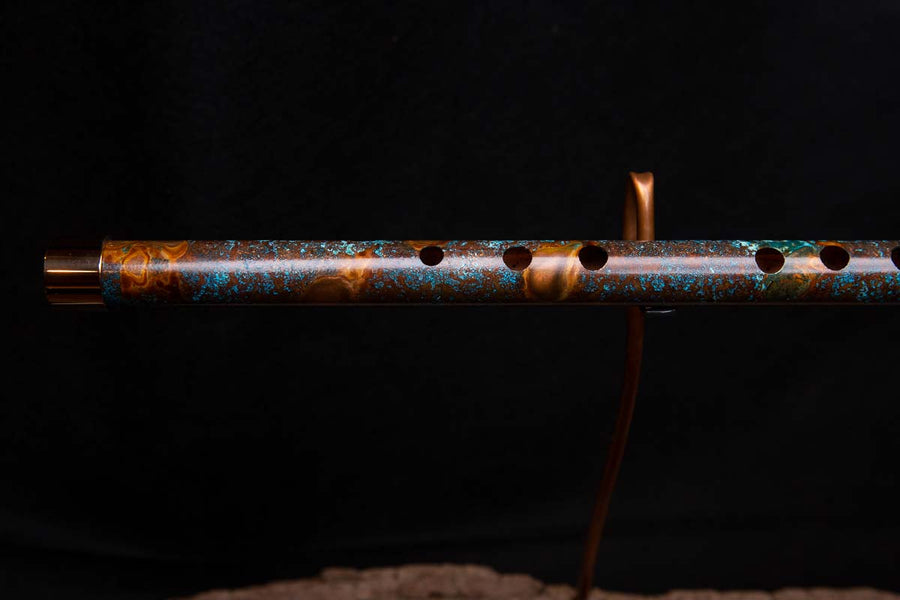 Copper Flute #0032 in Turquoise Flame - Low C