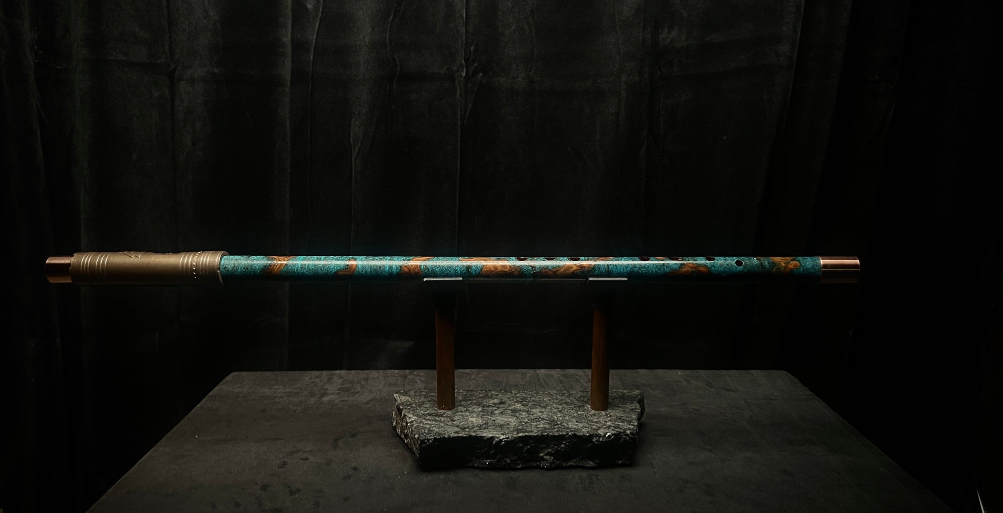 Low C Copper Flute #187 in Turquoise Copper Burl