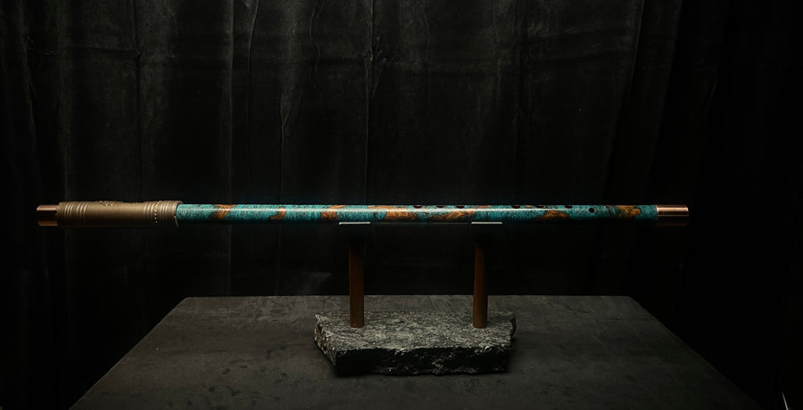 Low C Copper Flute #187 in Turquoise Copper Burl