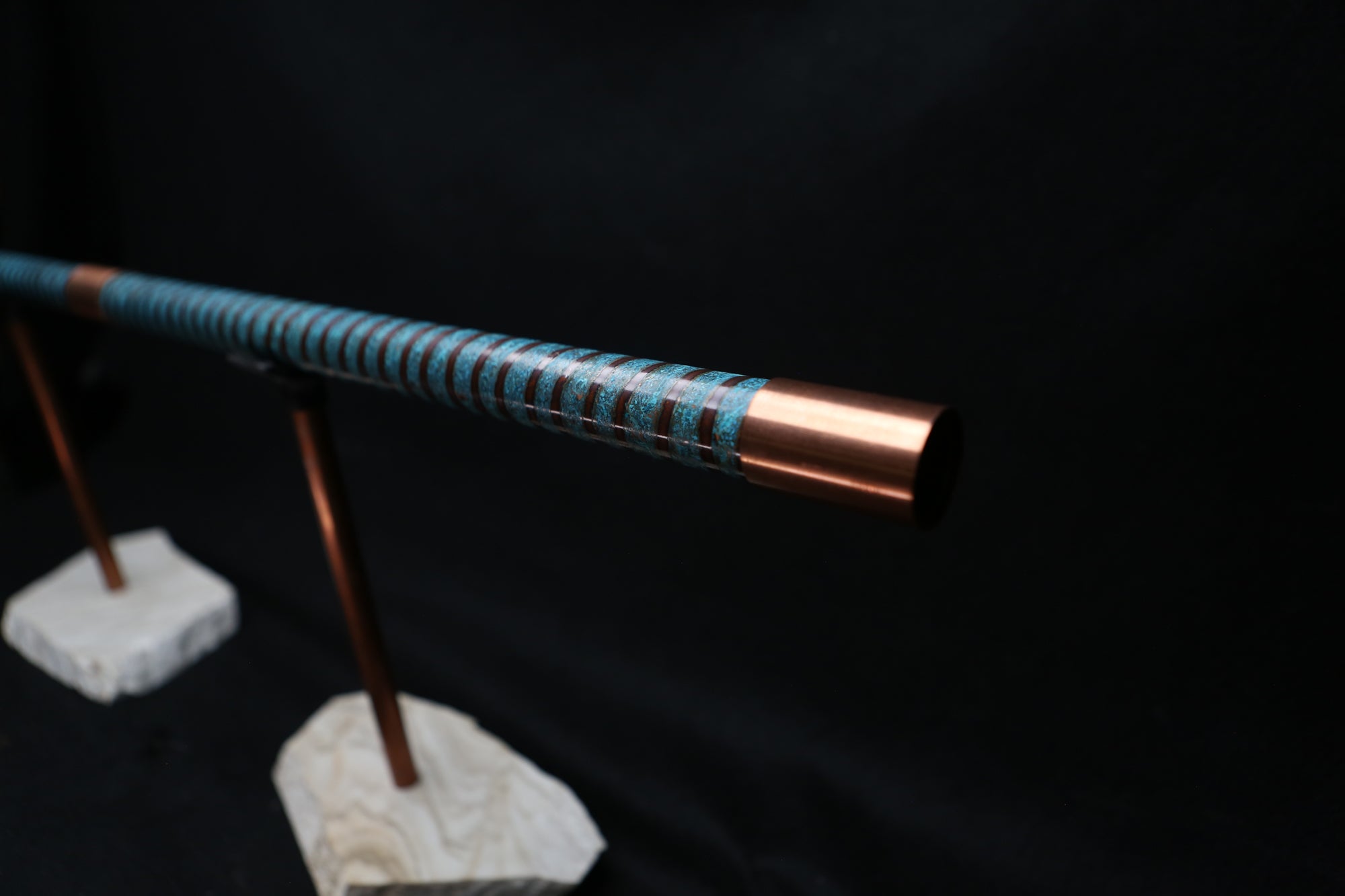 Copper Flute #BF0023 in Turquoise Spiral  | Bass F