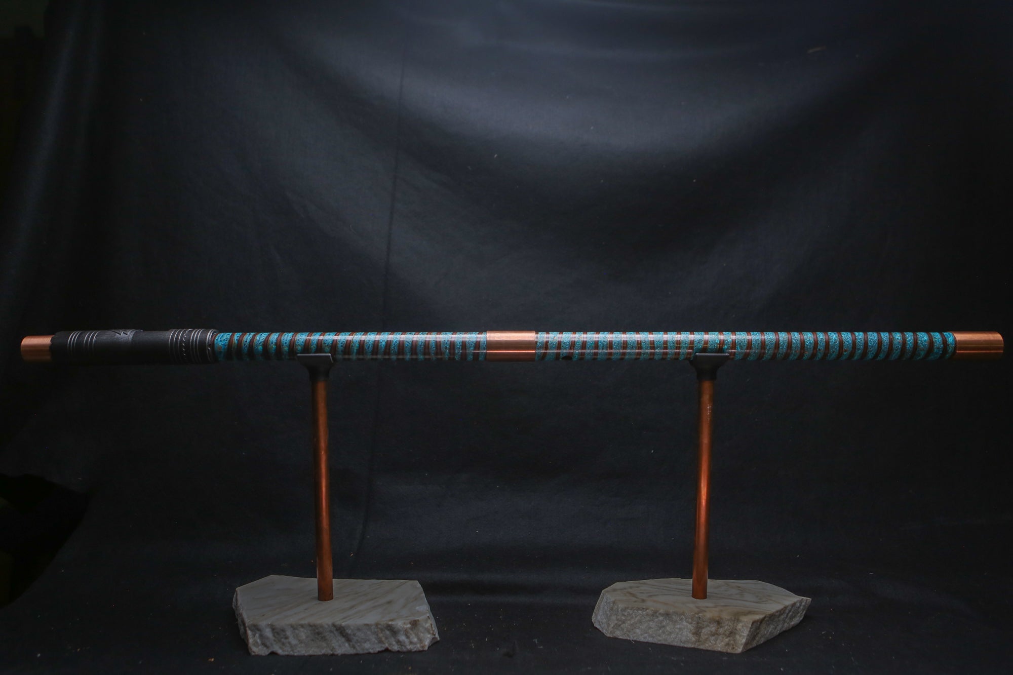 Copper Flute #BF0023 in Turquoise Spiral  | Bass F