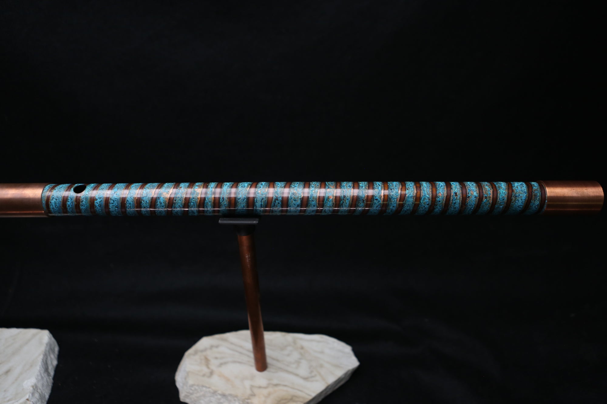Copper Flute #BF0023 in Turquoise Spiral  | Bass F