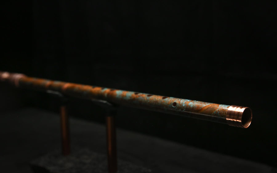 Copper Flute #0103 in Turquoise Copper Burl | Low C