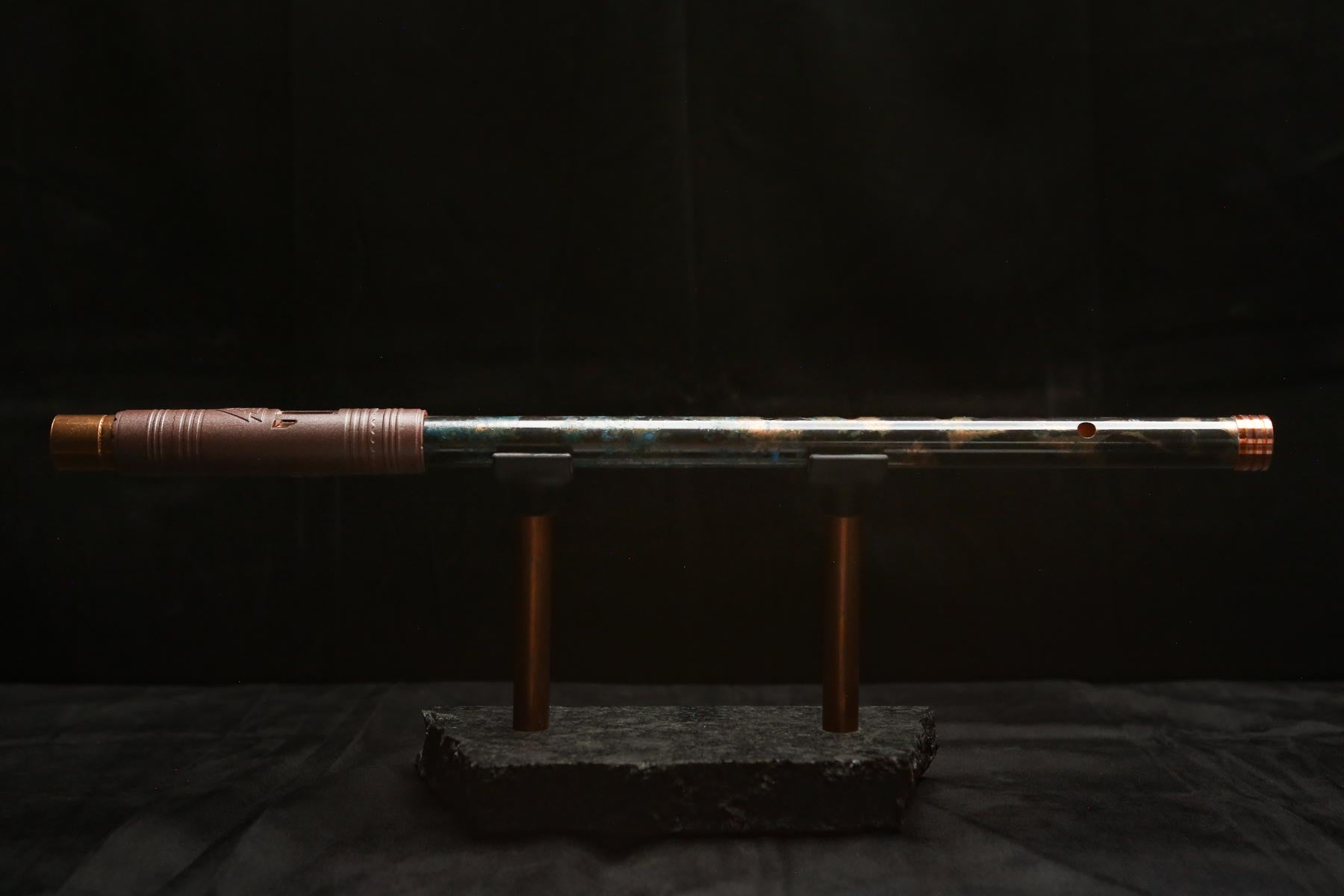 Copper Flute #LE0055 in Midnight Ocean with Flame-Treated End Piece | Lullaby Edition