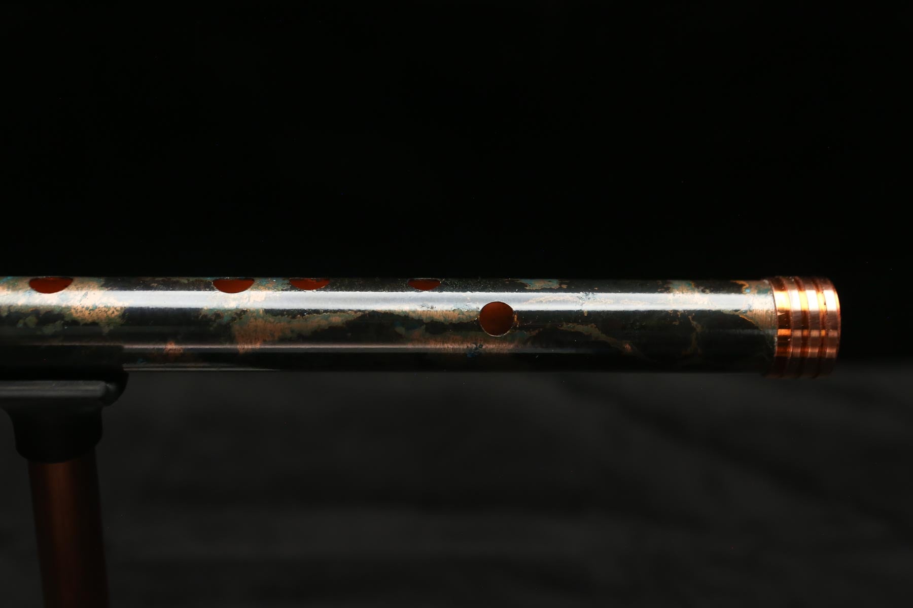 Copper Flute #LE0055 in Midnight Ocean with Flame-Treated End Piece | Lullaby Edition