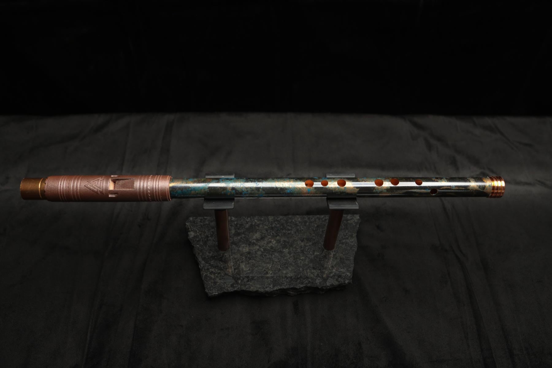 Copper Flute #LE0055 in Midnight Ocean with Flame-Treated End Piece | Lullaby Edition