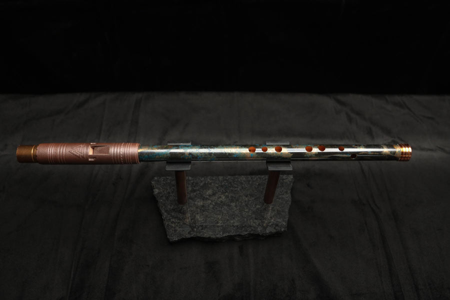 Copper Flute #LE0055 in Midnight Ocean with Flame-Treated End Piece | Lullaby Edition