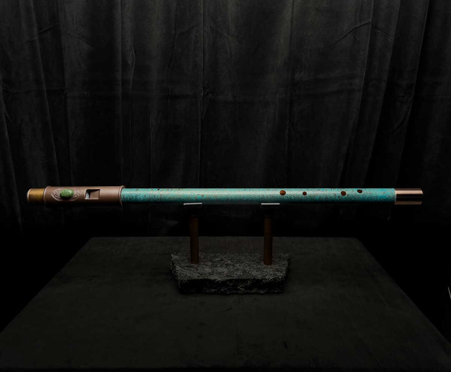 Copper Flute Legend: Turquoise Tiger Stripe Patina