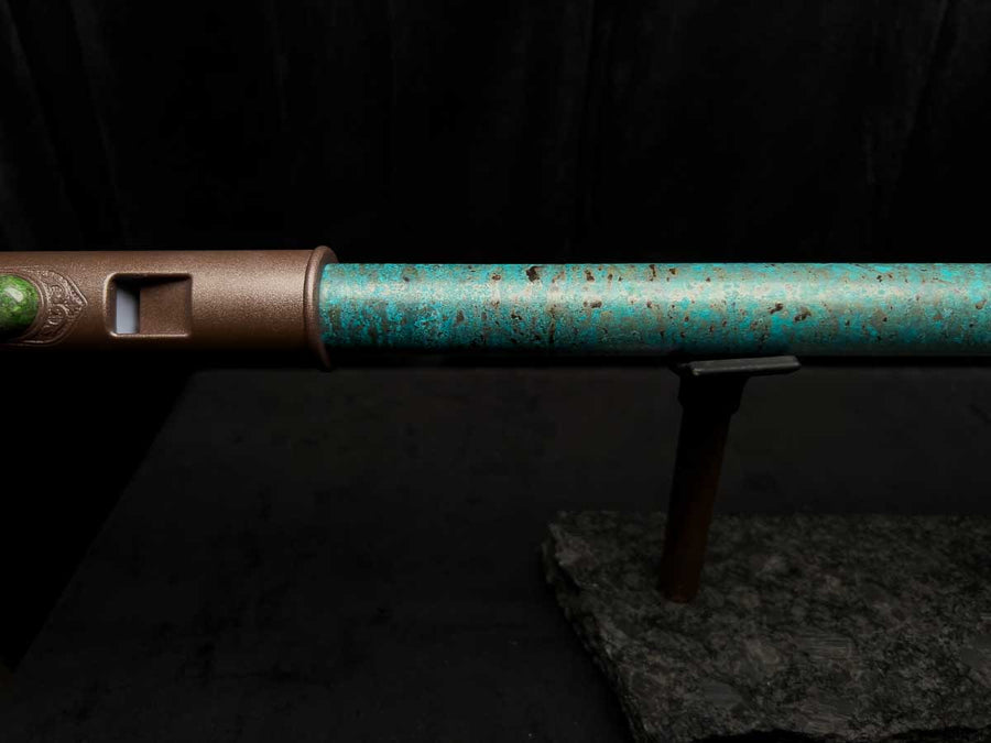Copper Flute Legend: Turquoise Tiger Stripe Patina