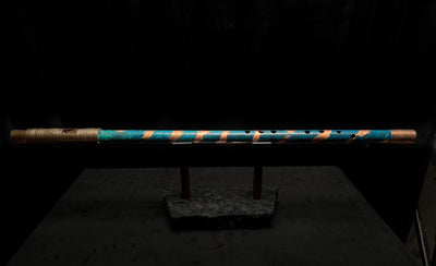 Low C Copper Flute #PR005 in Blue Copper Helix w/Engraved End