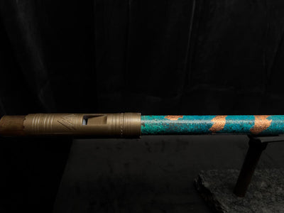 Low C Copper Flute #PR005 in Blue Copper Helix w/Engraved End
