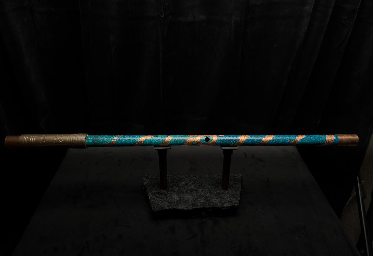 Low C Copper Flute #PR005 in Blue Copper Helix w/Engraved End