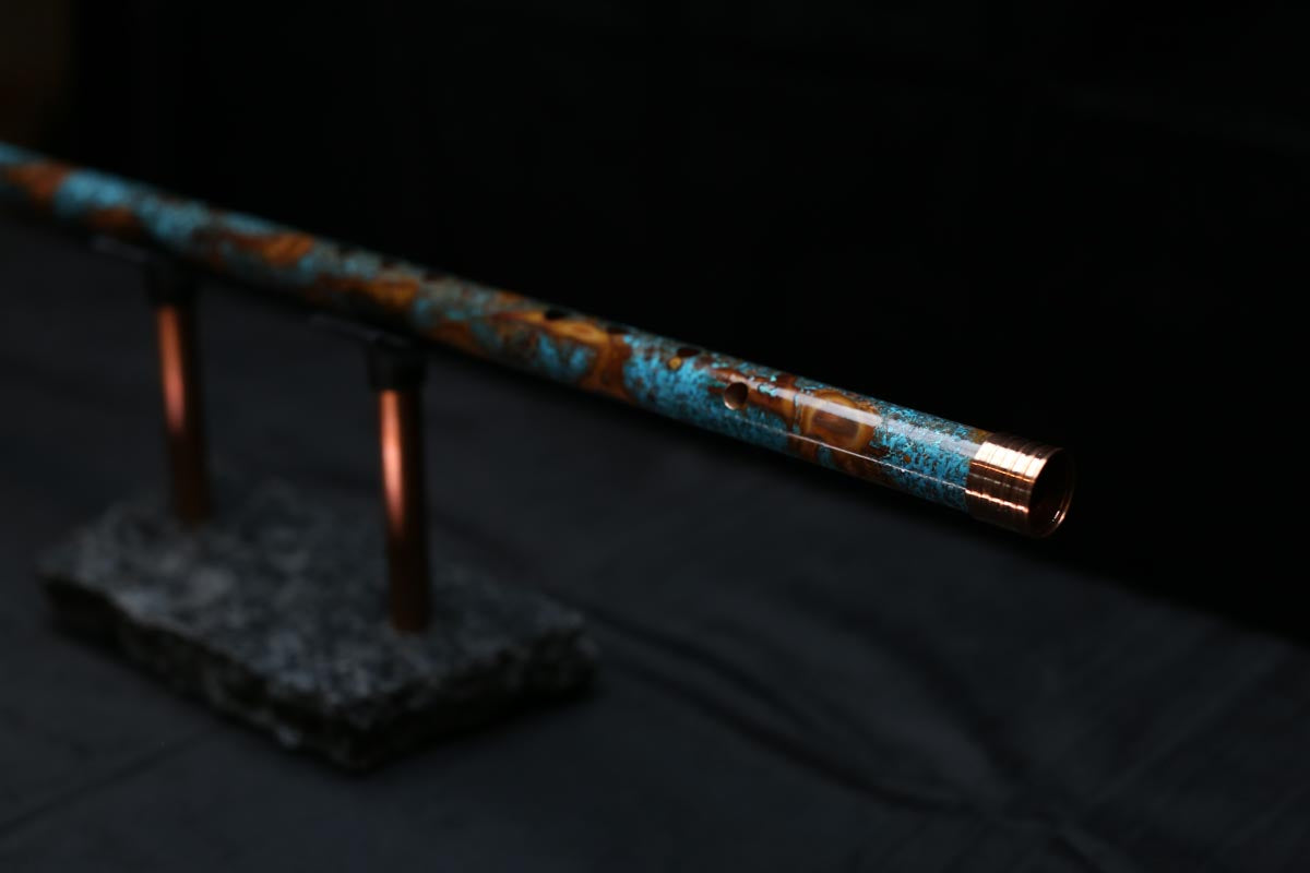 Copper Flute #0083 in Turquoise Burl | Low C