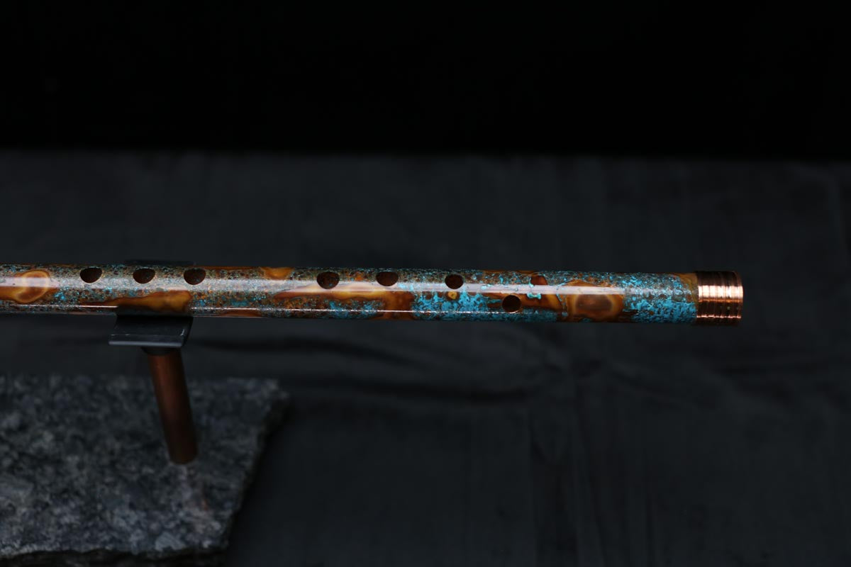 Copper Flute #0083 in Turquoise Burl | Low C