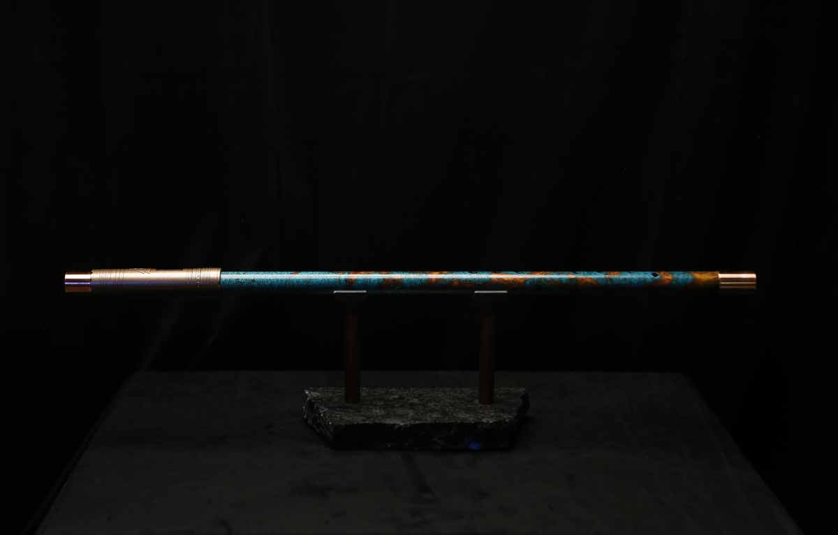 Low C Copper Flute #203 in Turquoise Copper Burl