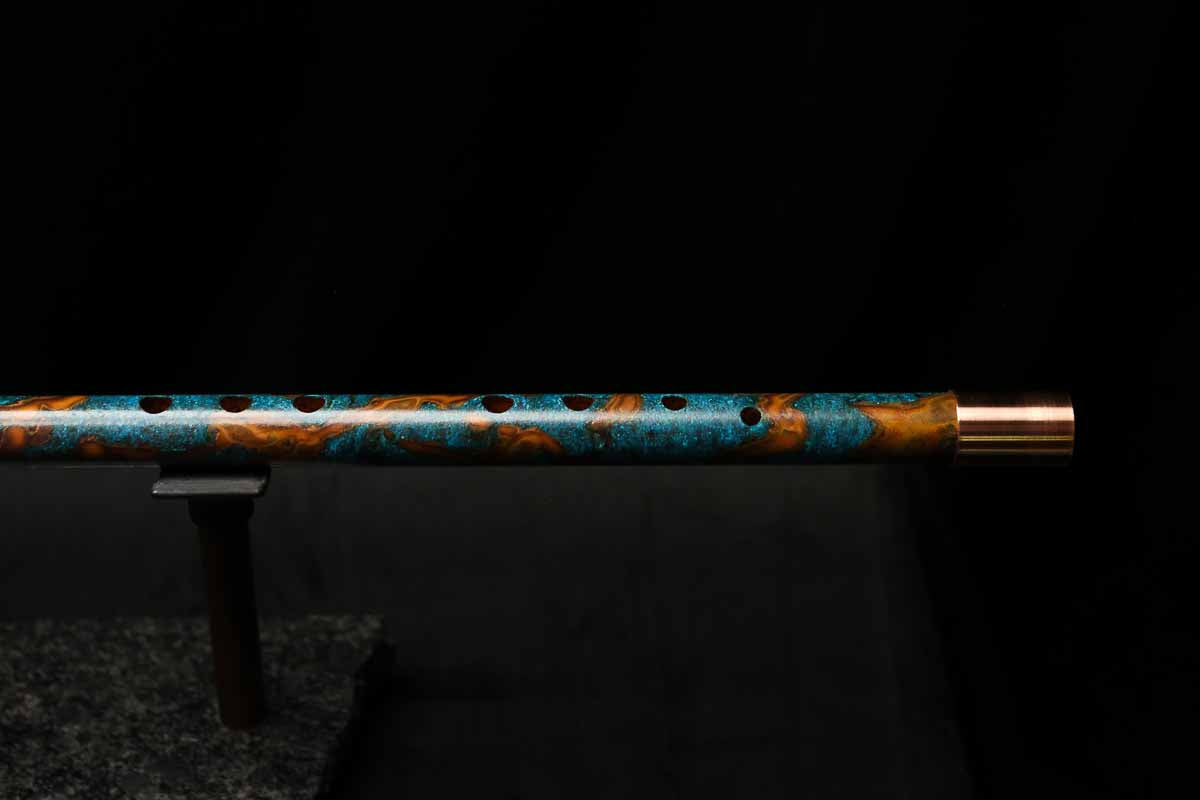 Low C Copper Flute #203 in Turquoise Copper Burl