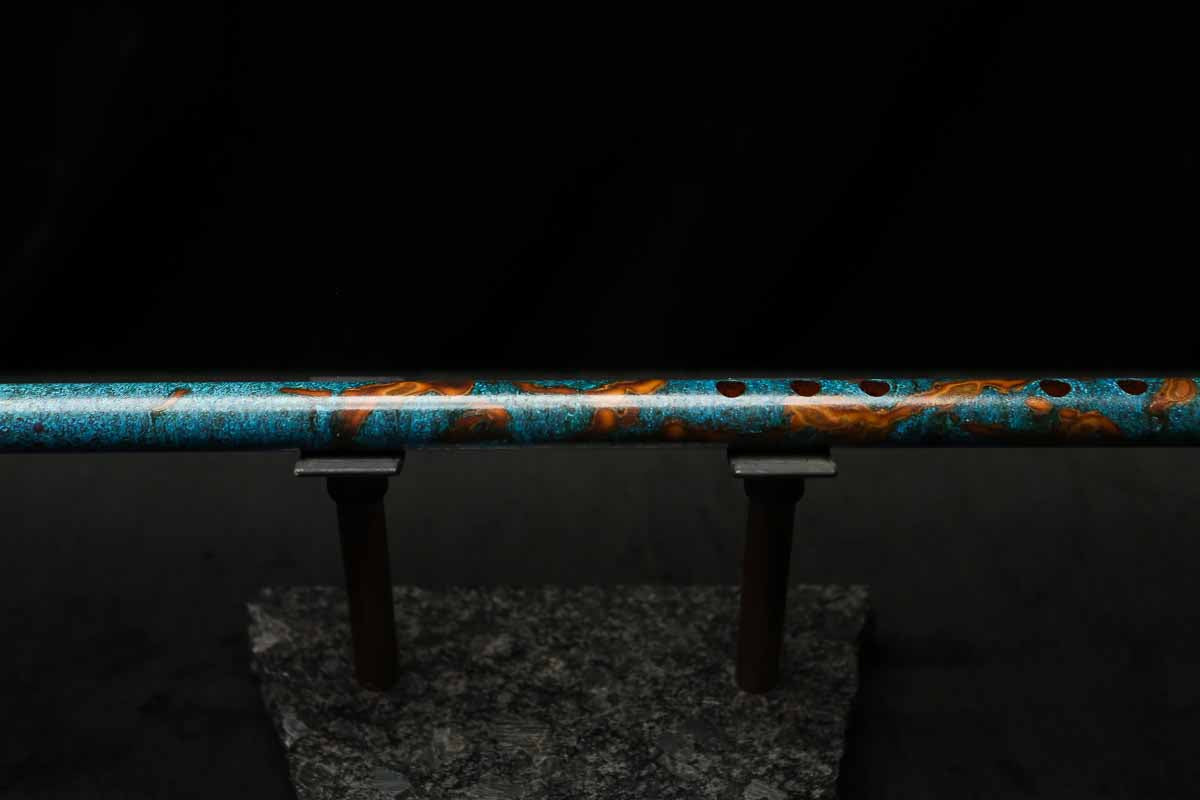 Low C Copper Flute #203 in Turquoise Copper Burl