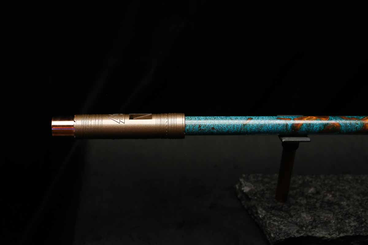 Low C Copper Flute #203 in Turquoise Copper Burl