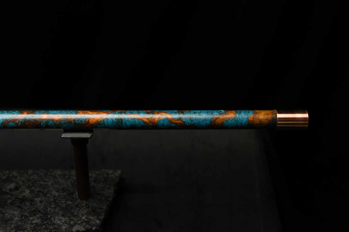 Low C Copper Flute #203 in Turquoise Copper Burl