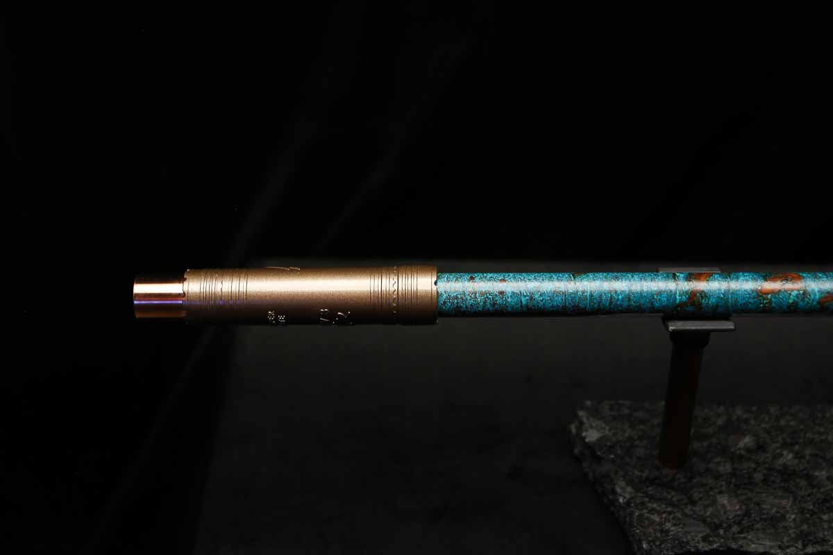 Low C Copper Flute #203 in Turquoise Copper Burl