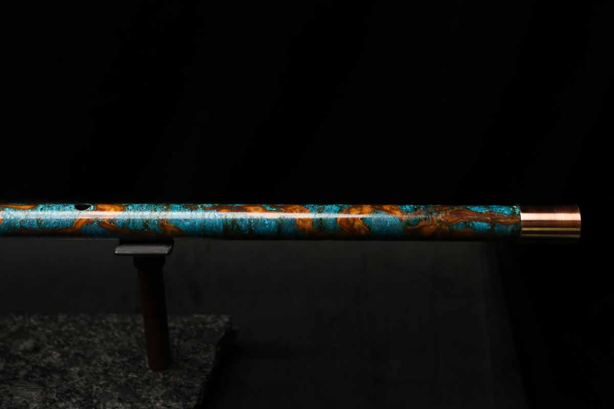 Low C Copper Flute #203 in Turquoise Copper Burl