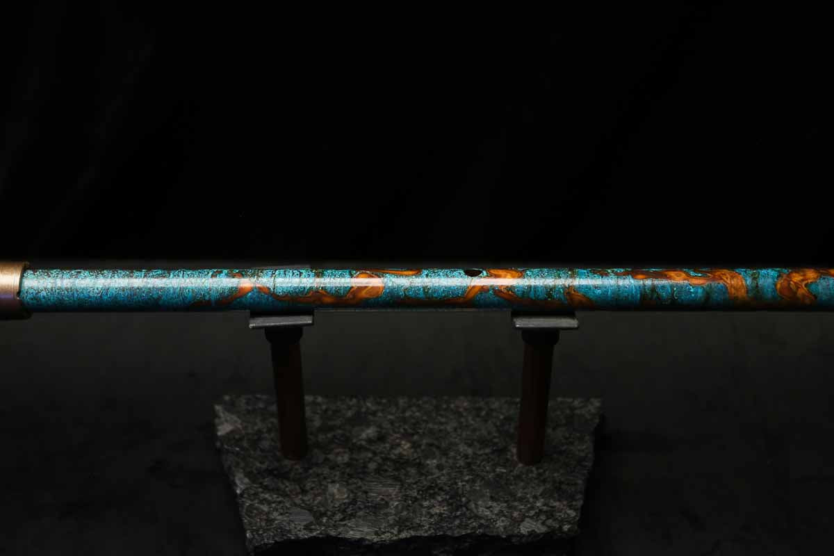 Low C Copper Flute #203 in Turquoise Copper Burl