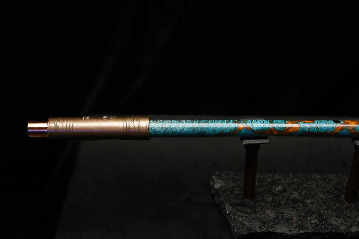 Low C Copper Flute #203 in Turquoise Copper Burl