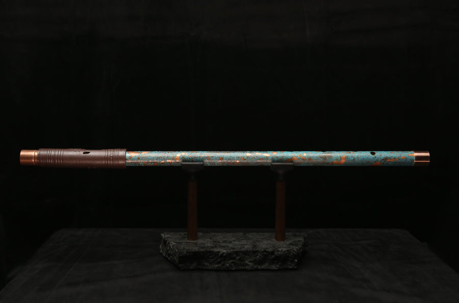 Low D Copper Flute #LDC0002 in Turquoise Reef