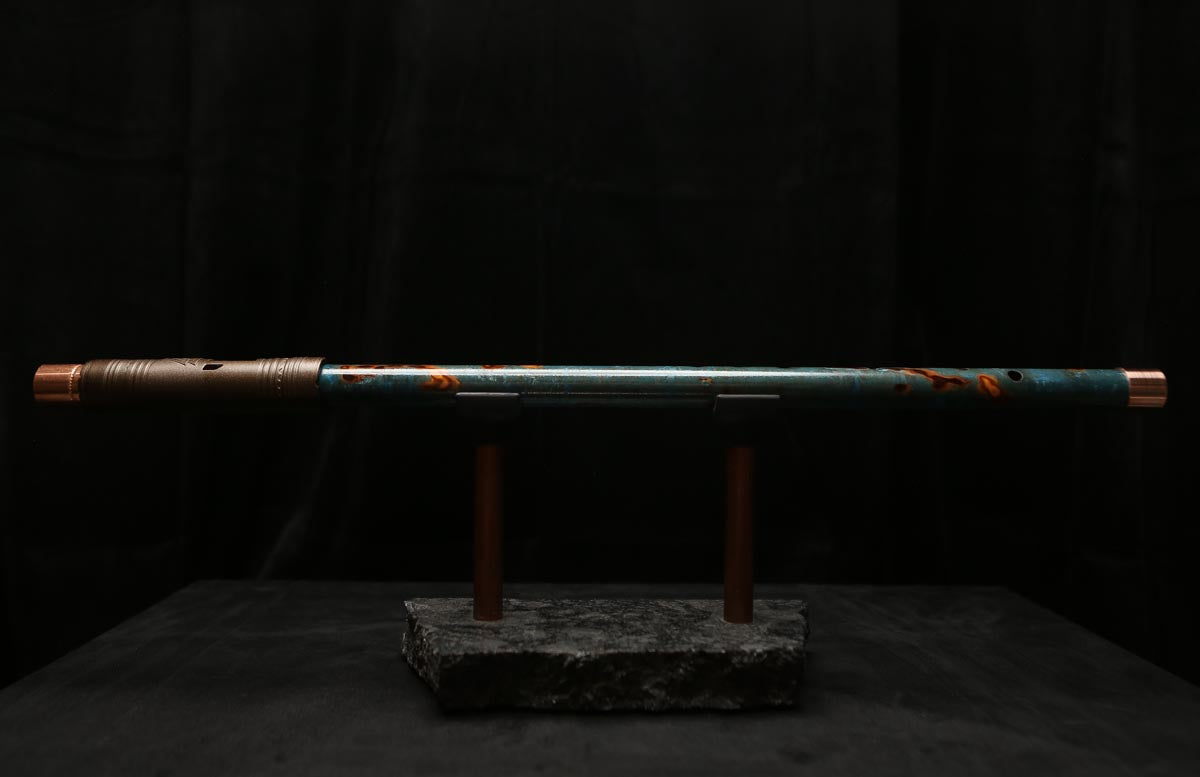Low D Copper Flute #LDC0038 in Turquoise Burl