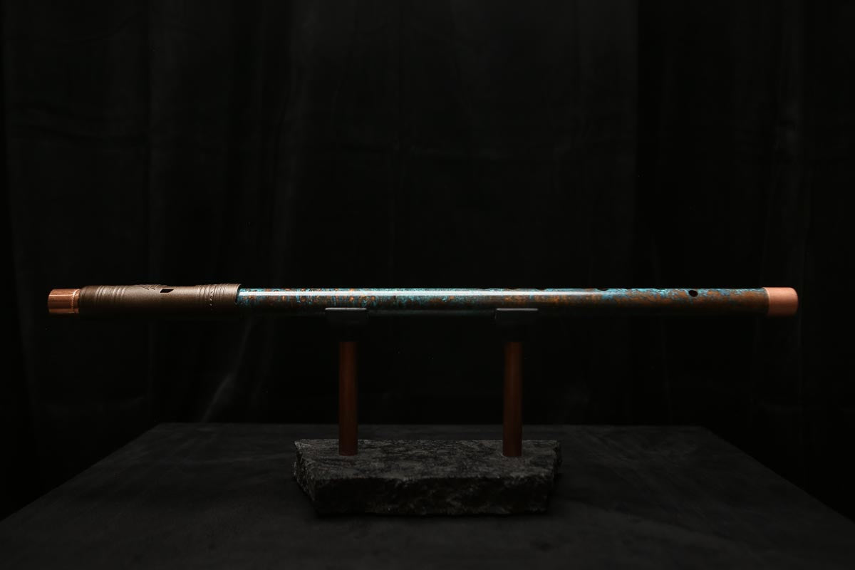 Low D Copper Flute #LDC0045 in Ocean Storm w/Copper Jewel End-Piece
