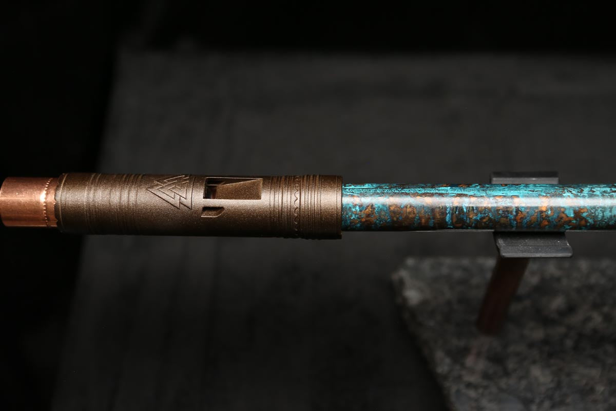 Low D Copper Flute #LDC0045 in Ocean Storm w/Copper Jewel End-Piece