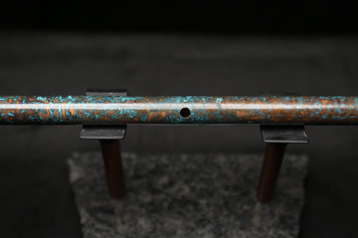 Low D Copper Flute #LDC0045 in Ocean Storm w/Copper Jewel End-Piece