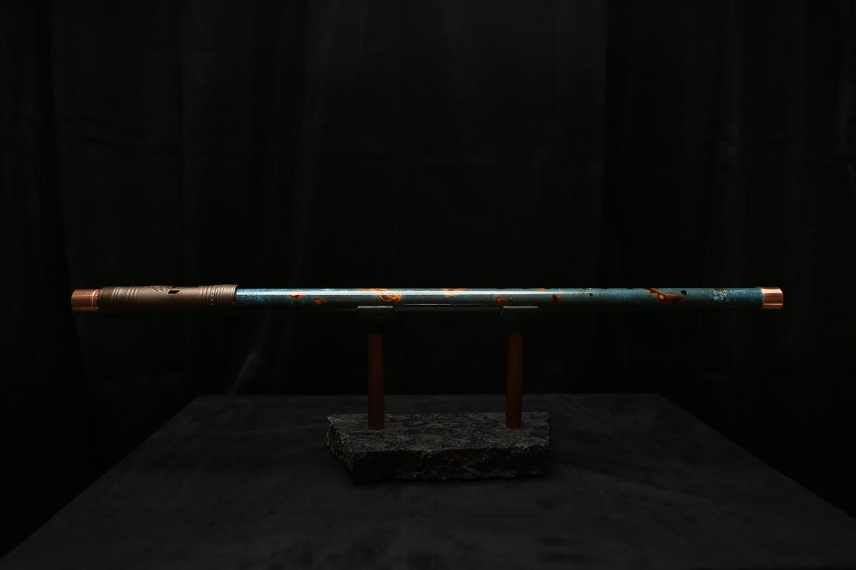 Low C Copper Flute #0114 in Turquoise Burl