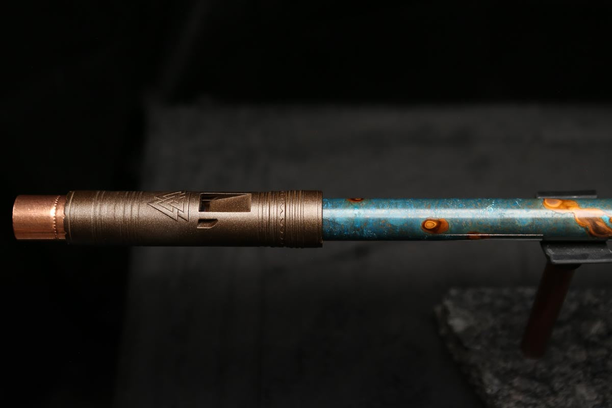 Low C Copper Flute #0114 in Turquoise Burl