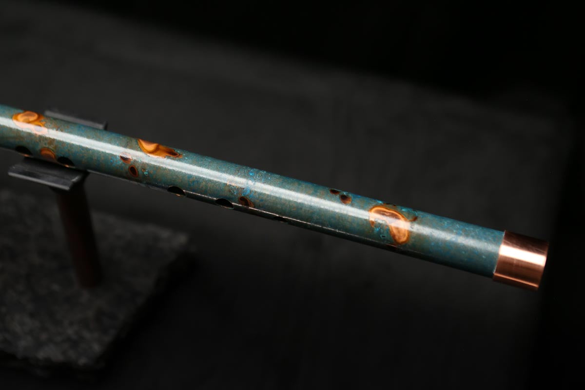 Low C Copper Flute #0114 in Turquoise Burl