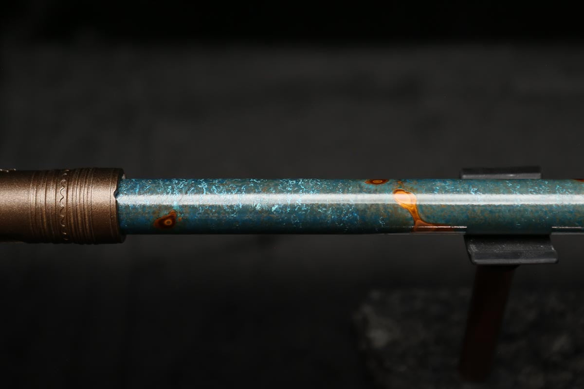 Low C Copper Flute #0114 in Turquoise Burl