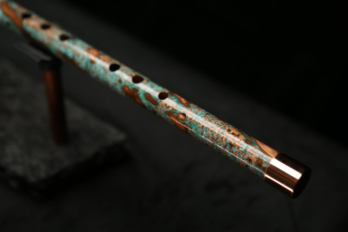 Low C Copper Flute #0115 in Turquoise Storm
