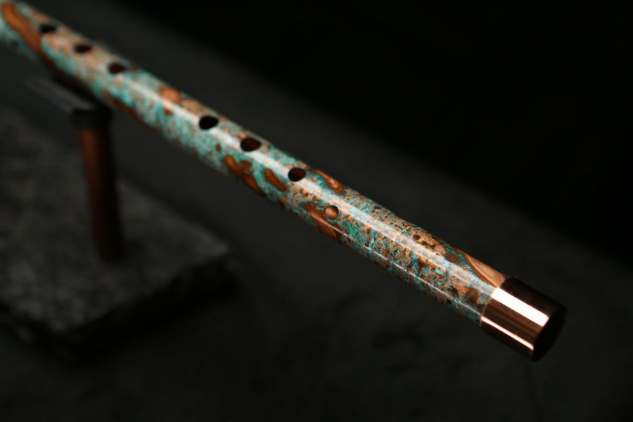 Low C Copper Flute #0115 in Turquoise Storm