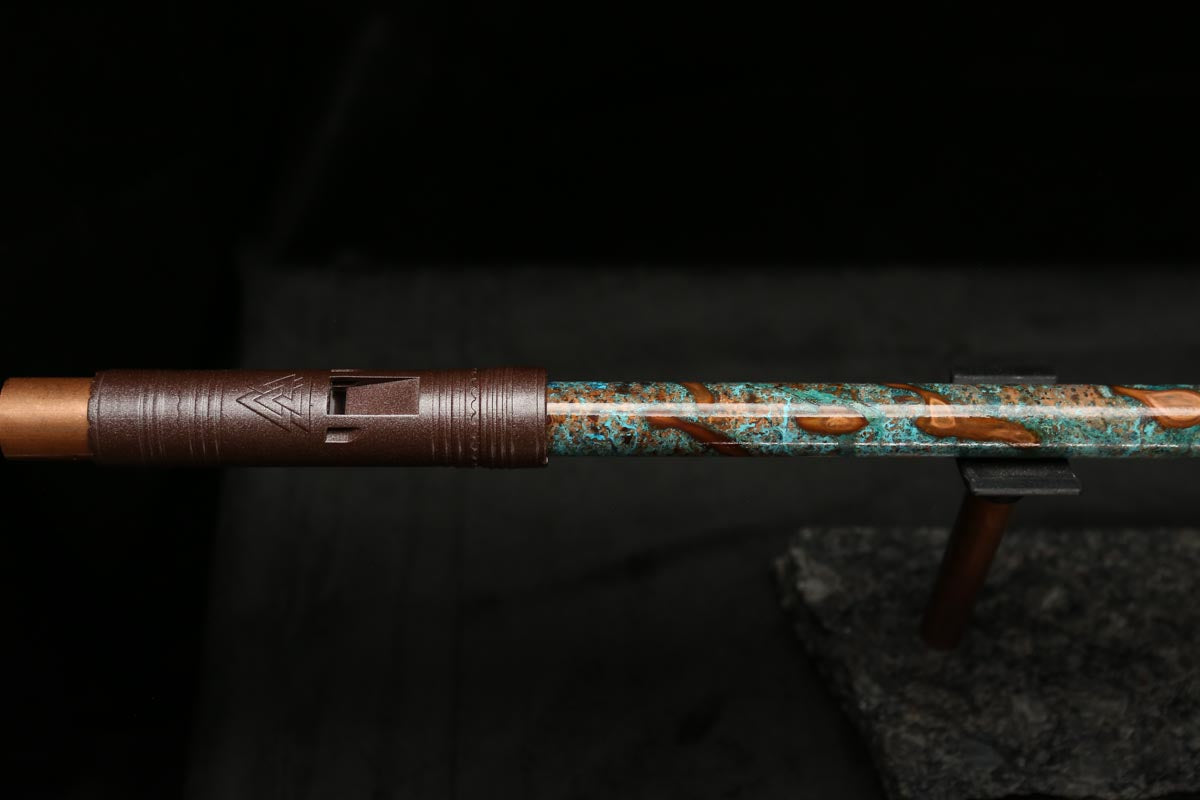 Low C Copper Flute #0115 in Turquoise Storm