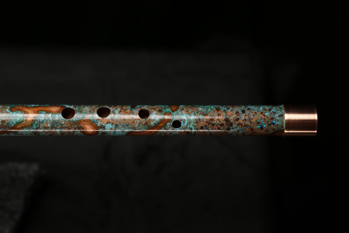 Low C Copper Flute #0117 in Turquoise Storm