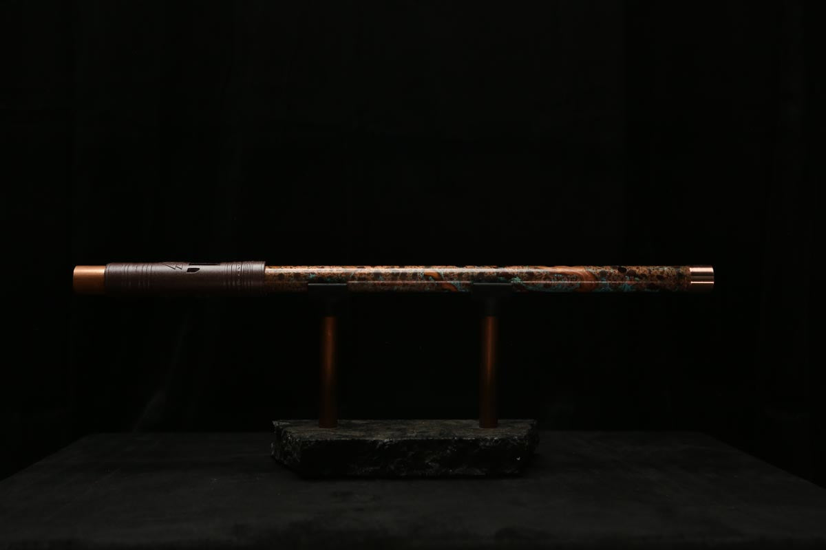 High F (Lullaby) Copper Flute #LE0061 in Turquoise Storm