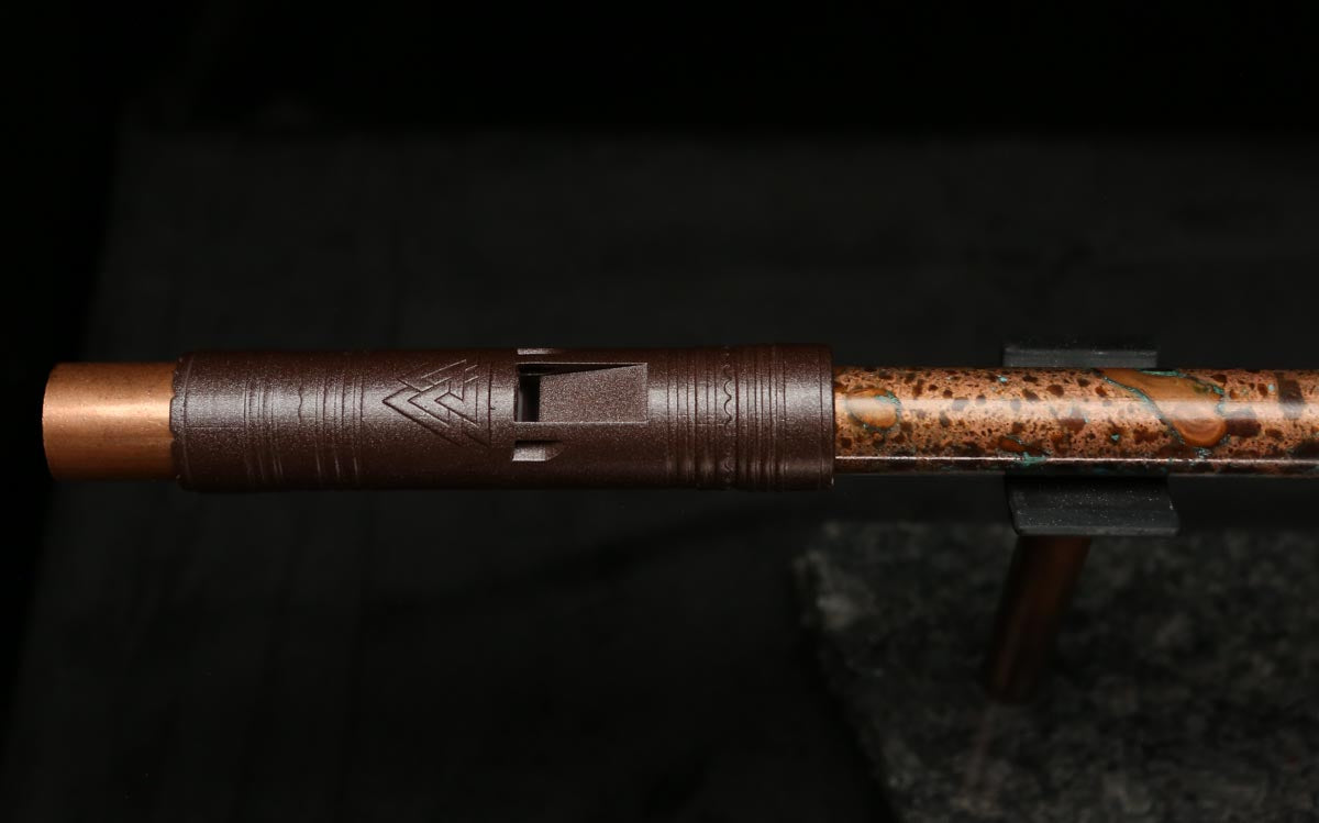 High F (Lullaby) Copper Flute #LE0061 in Turquoise Storm