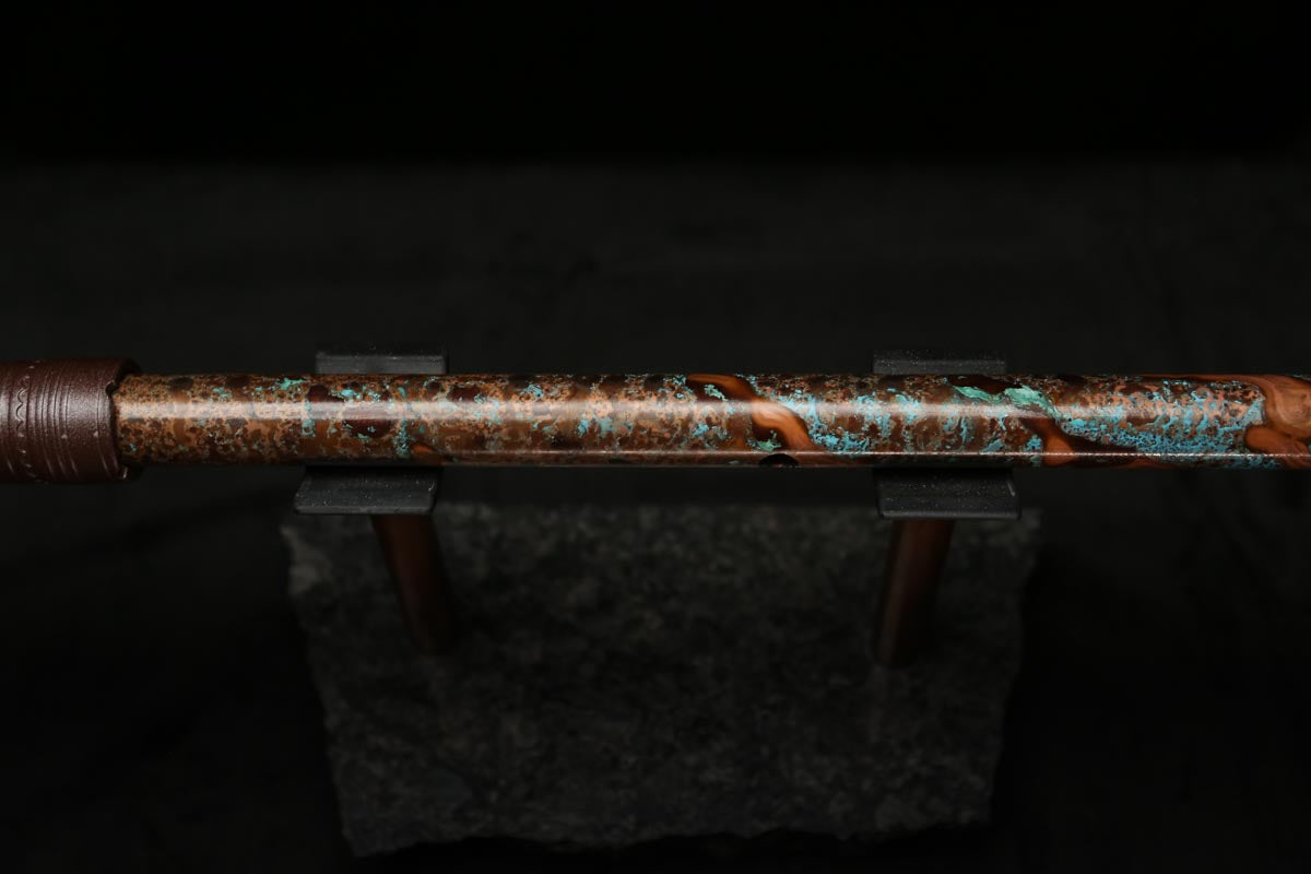 High F (Lullaby) Copper Flute #LE0061 in Turquoise Storm