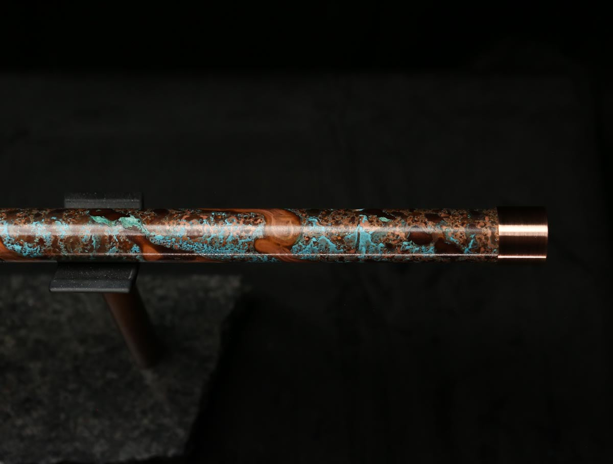 High F (Lullaby) Copper Flute #LE0061 in Turquoise Storm