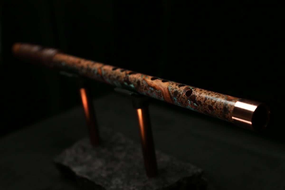 High F (Lullaby) Copper Flute #LE0061 in Turquoise Storm