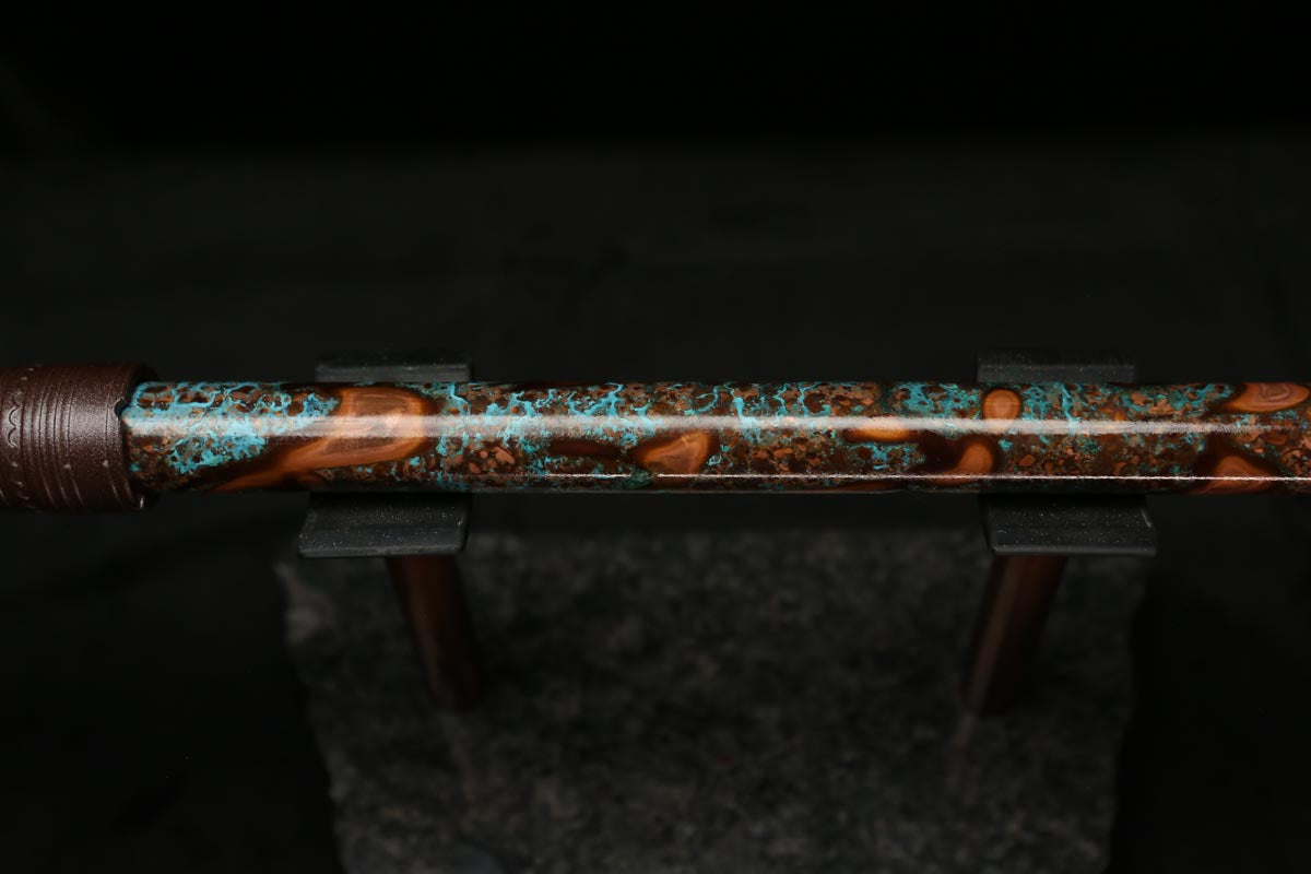 High F (Lullaby) Copper Flute #LE0059 in Turquoise Storm