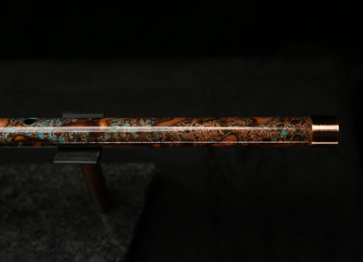 High F (Lullaby) Copper Flute #LE0059 in Turquoise Storm