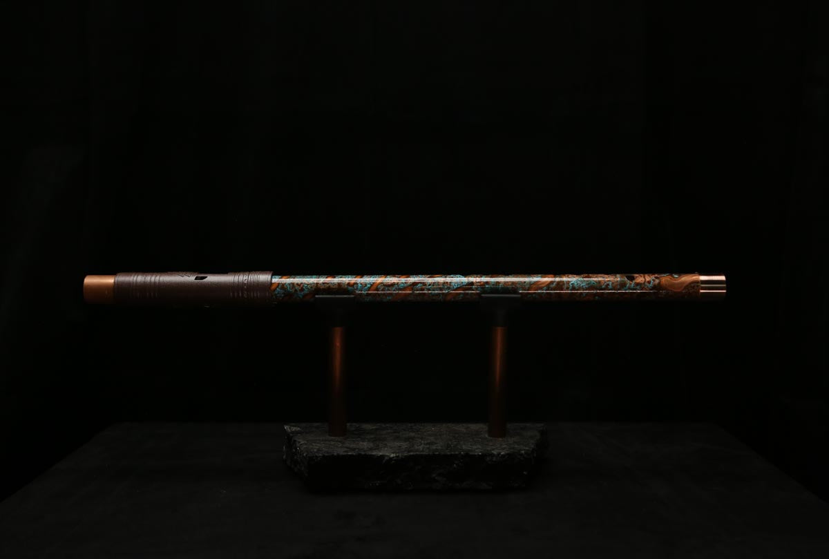 High F (Lullaby) Copper Flute #LE0058 in Turquoise Storm