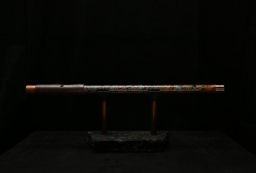 High F (Lullaby) Copper Flute #LE0058 in Turquoise Storm